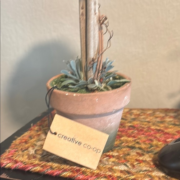 Green and Tan Faux Floral Accent Sphere topiary - Picture 3 of 11